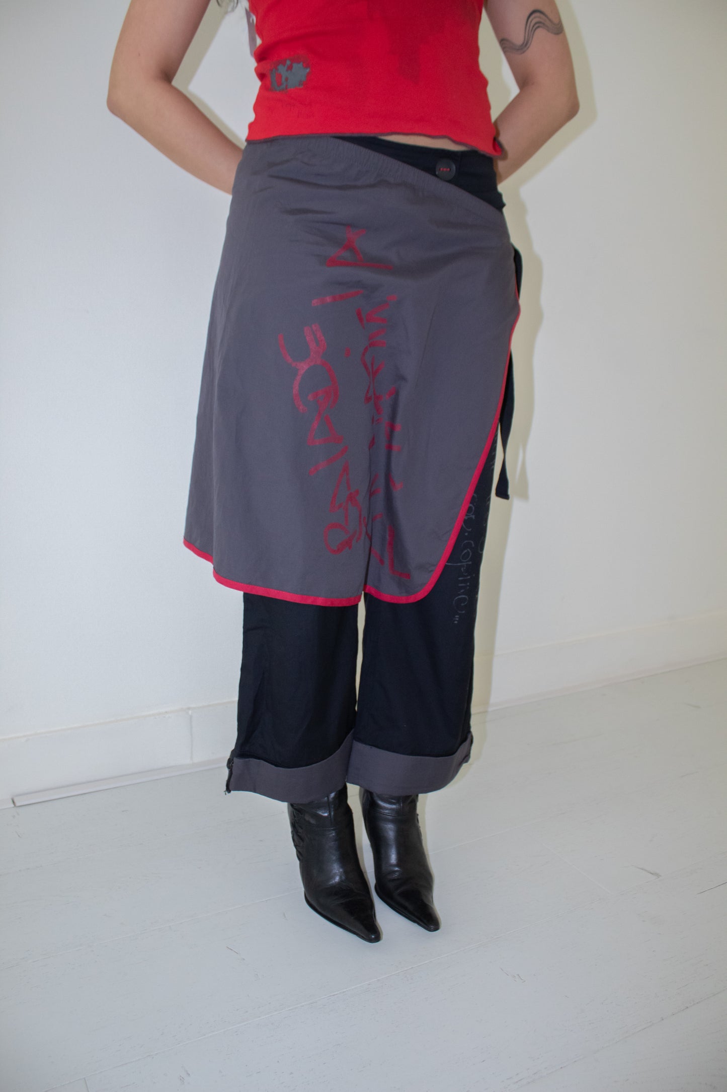 Pants with overskirt