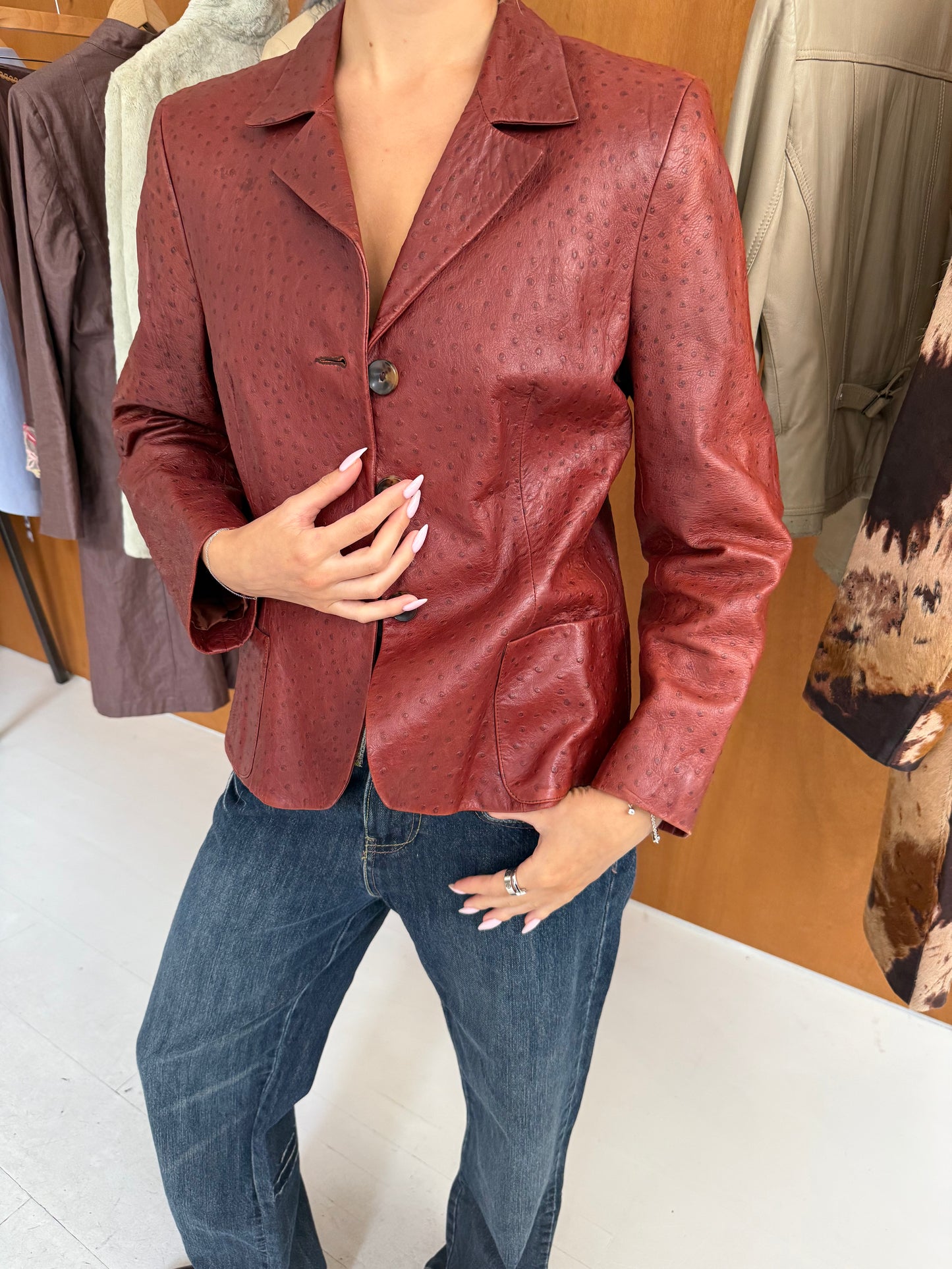 Leather Ostrich Jacket