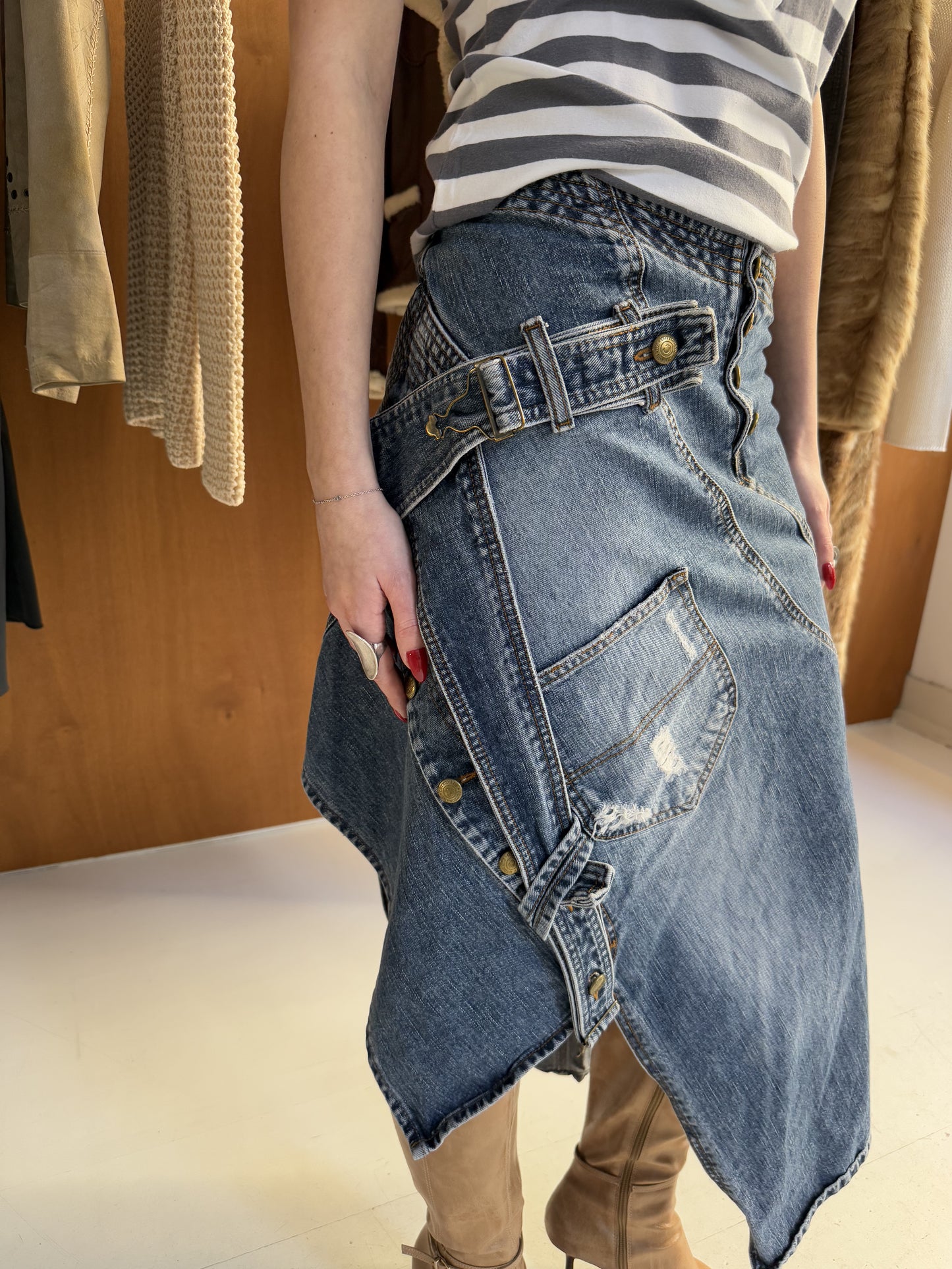 Asymmetrical Denim Skirt