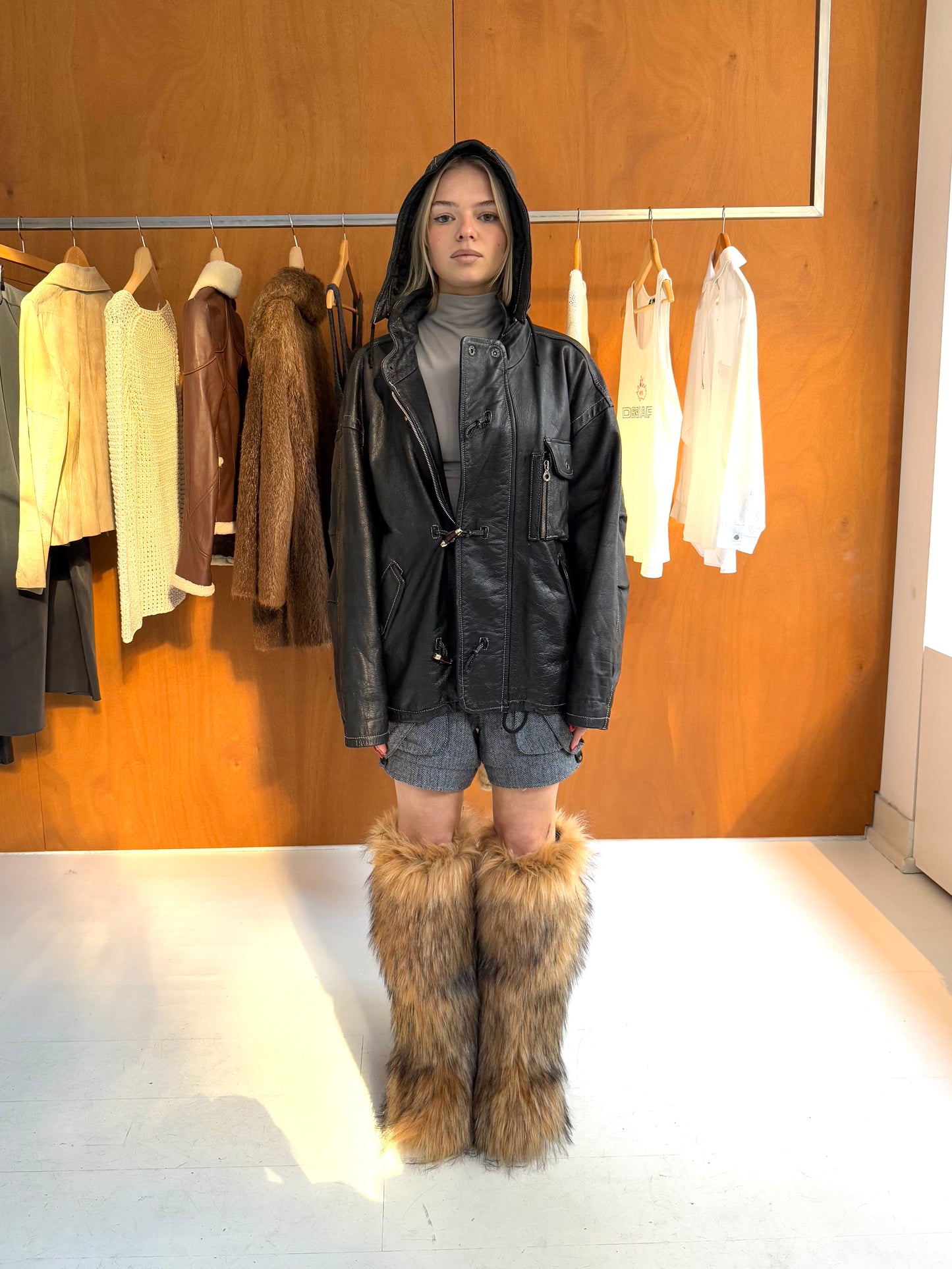 Hooded Leather Jacket