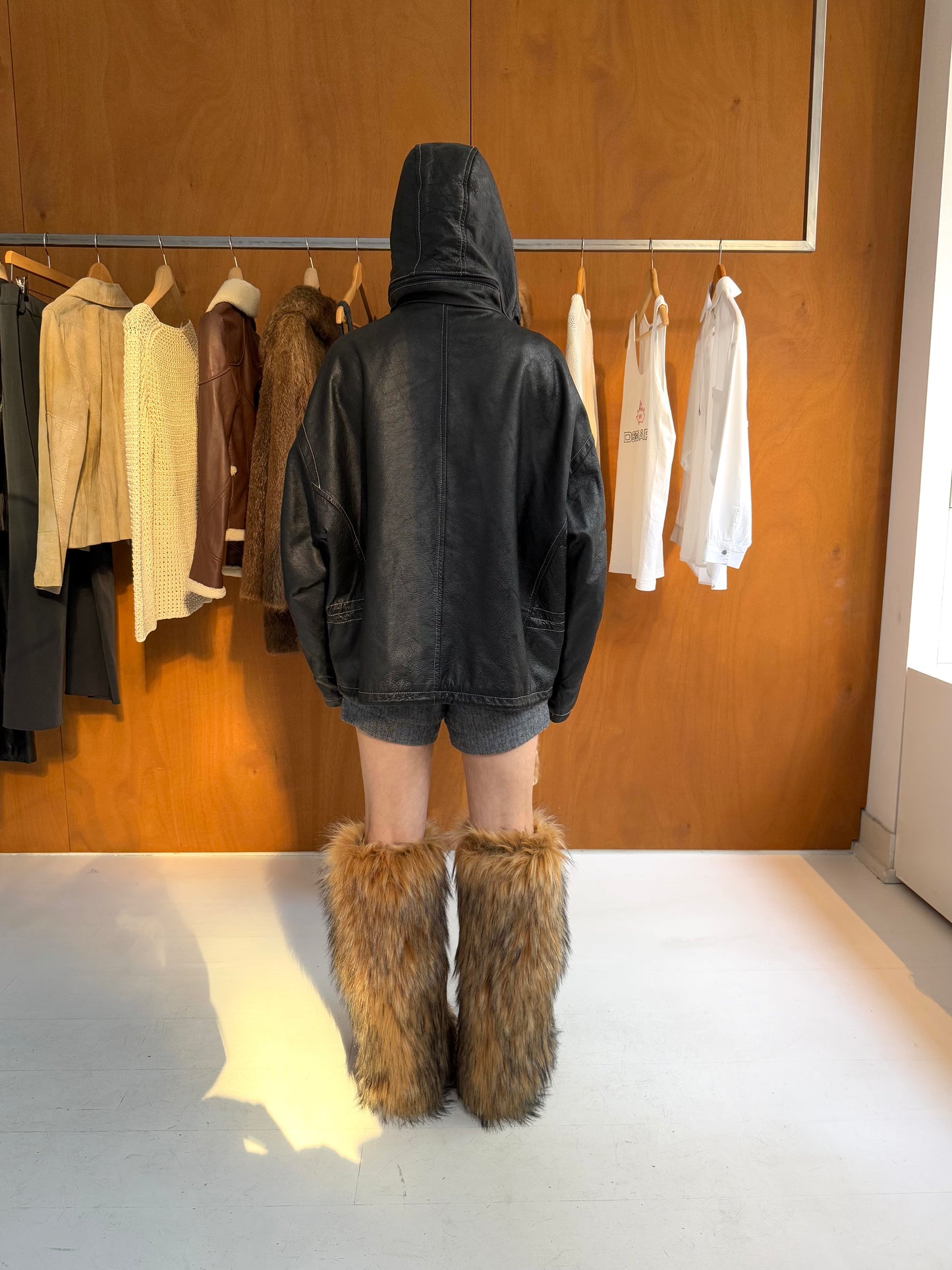 Hooded Leather Jacket