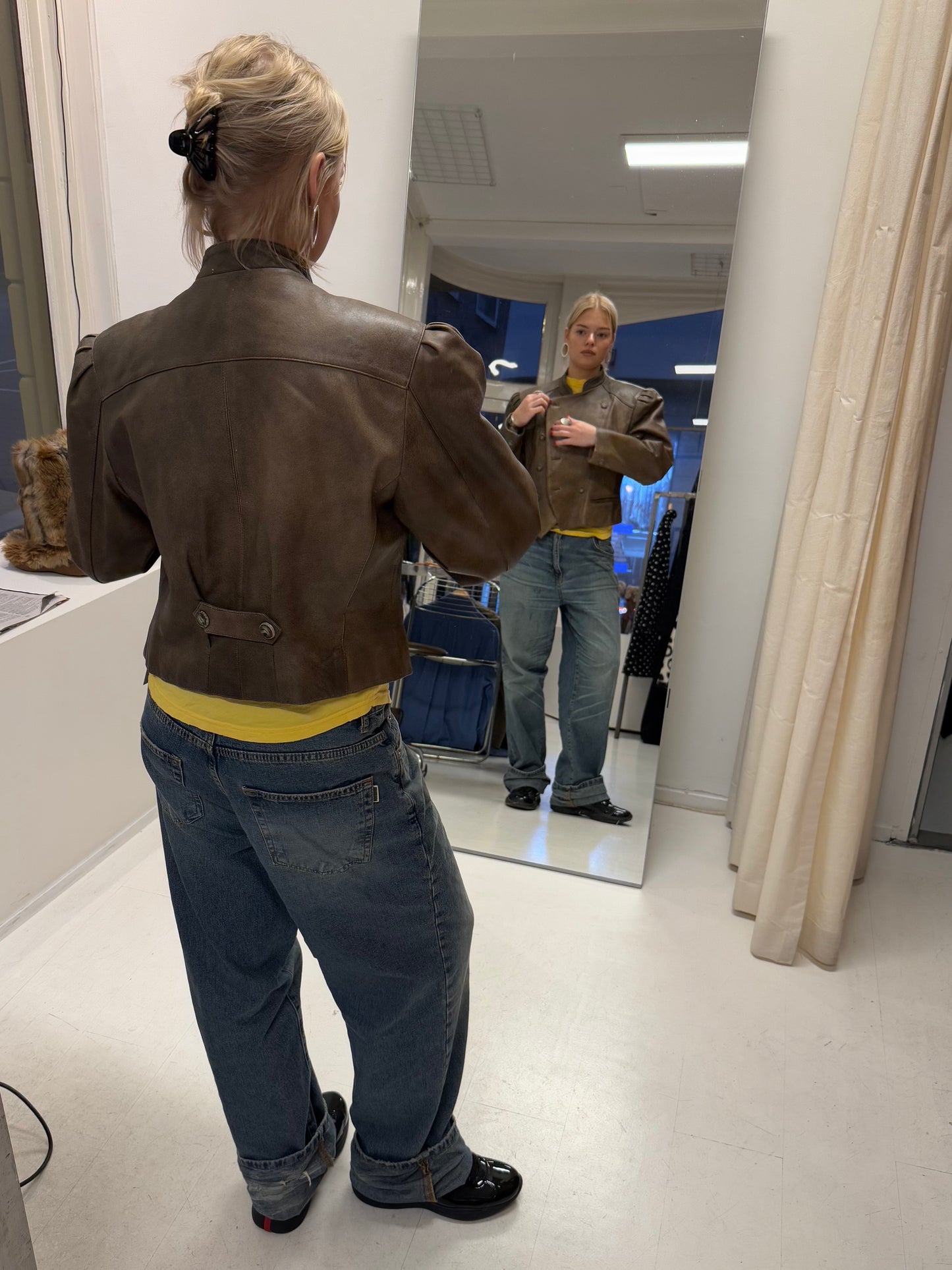 Double Breasted Leather Jacket