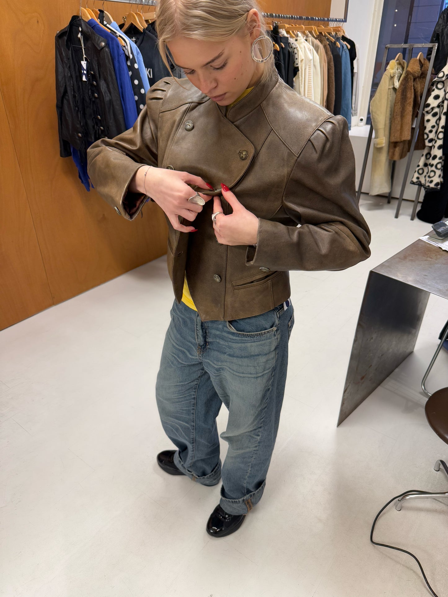 Double Breasted Leather Jacket