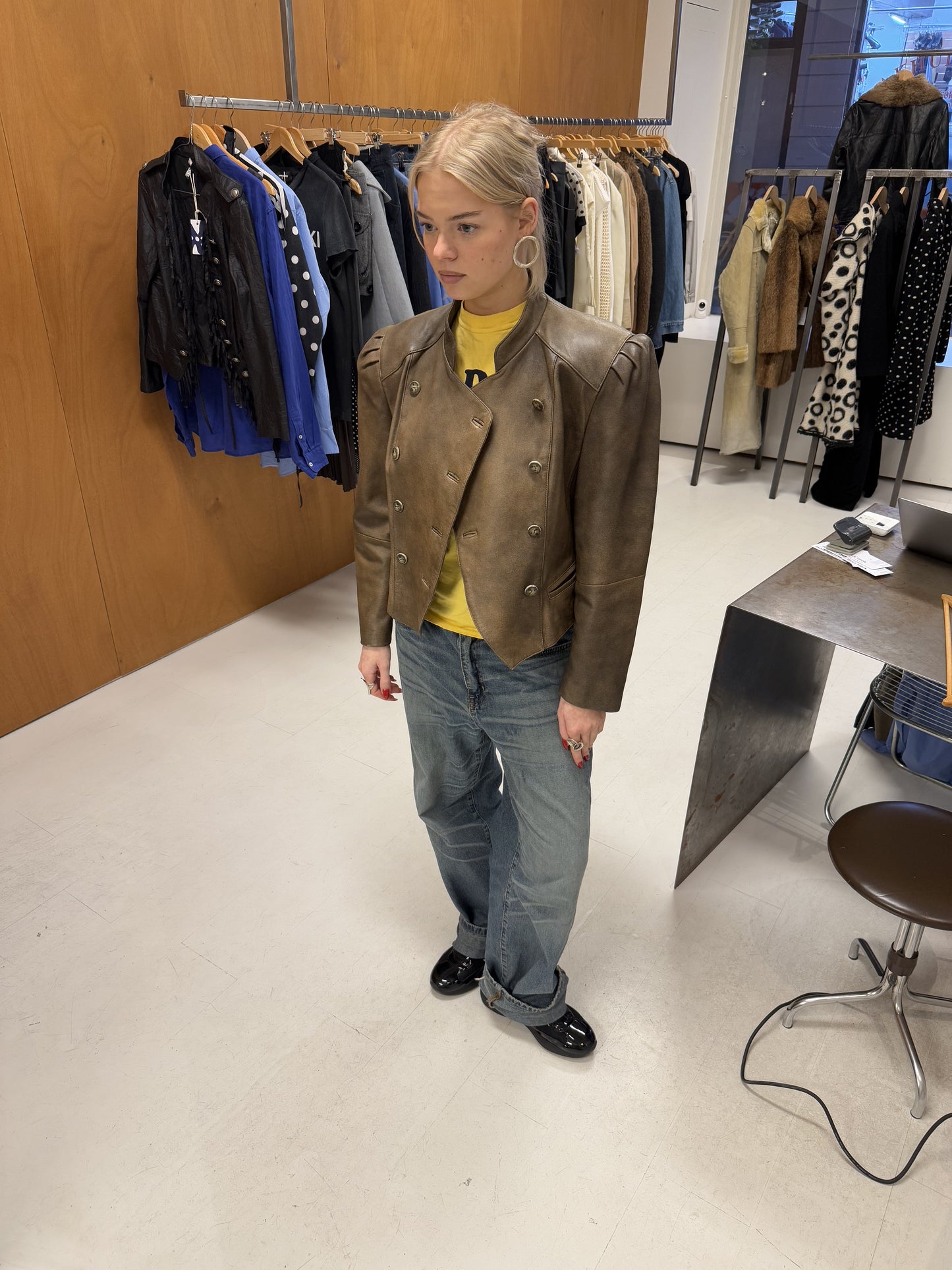 Double Breasted Leather Jacket