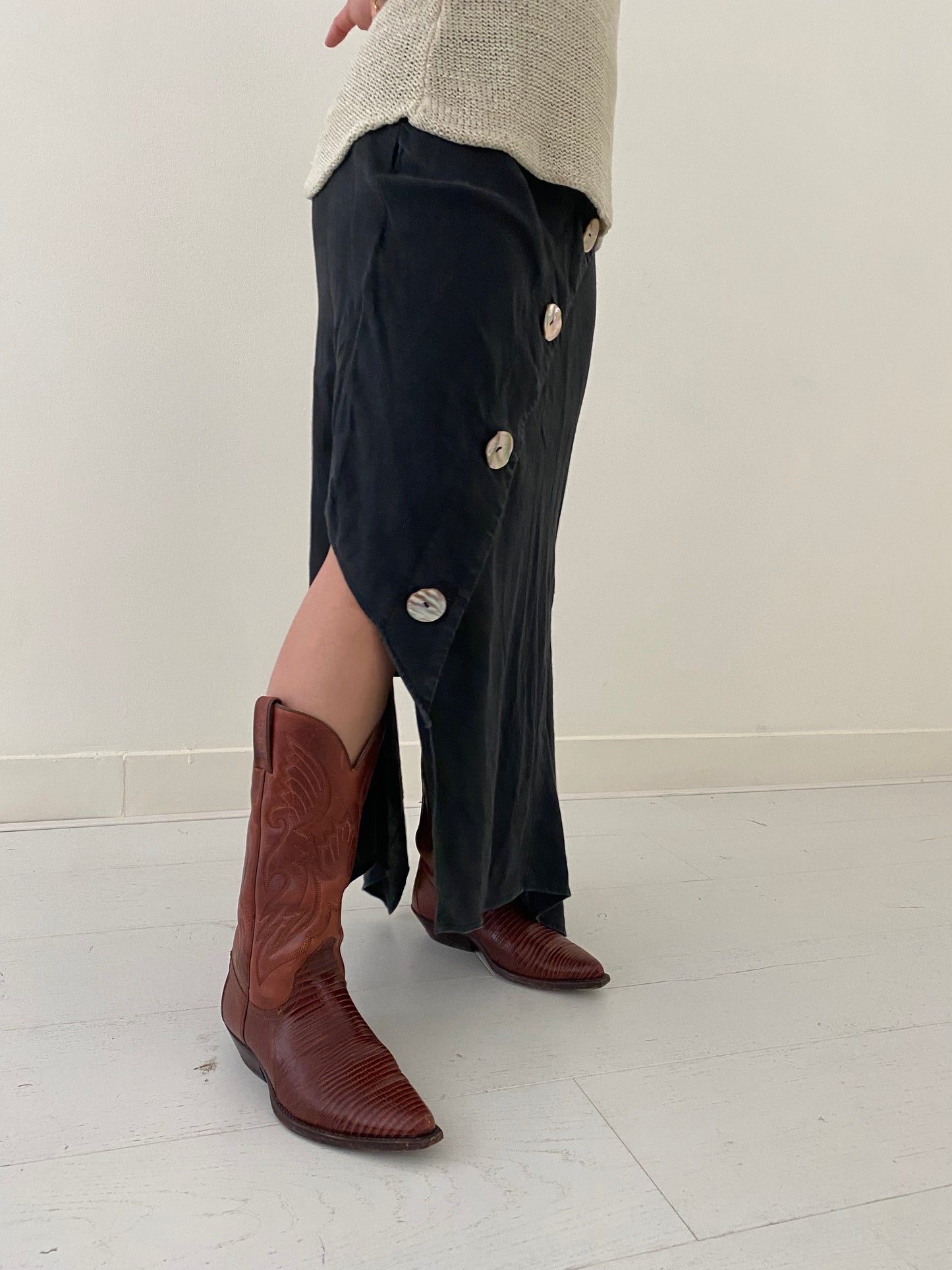 Linen Button Skirt