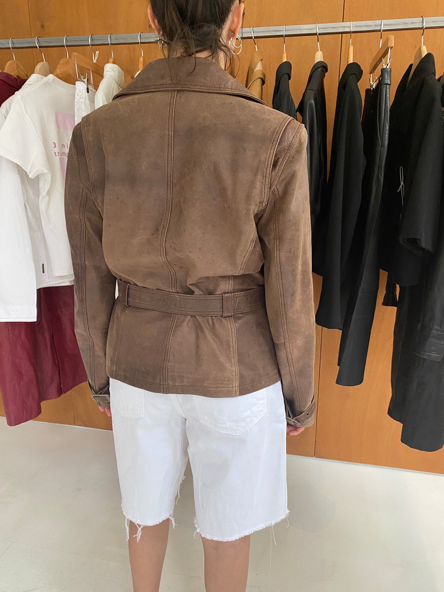 Brown Leather Blazer Jacket