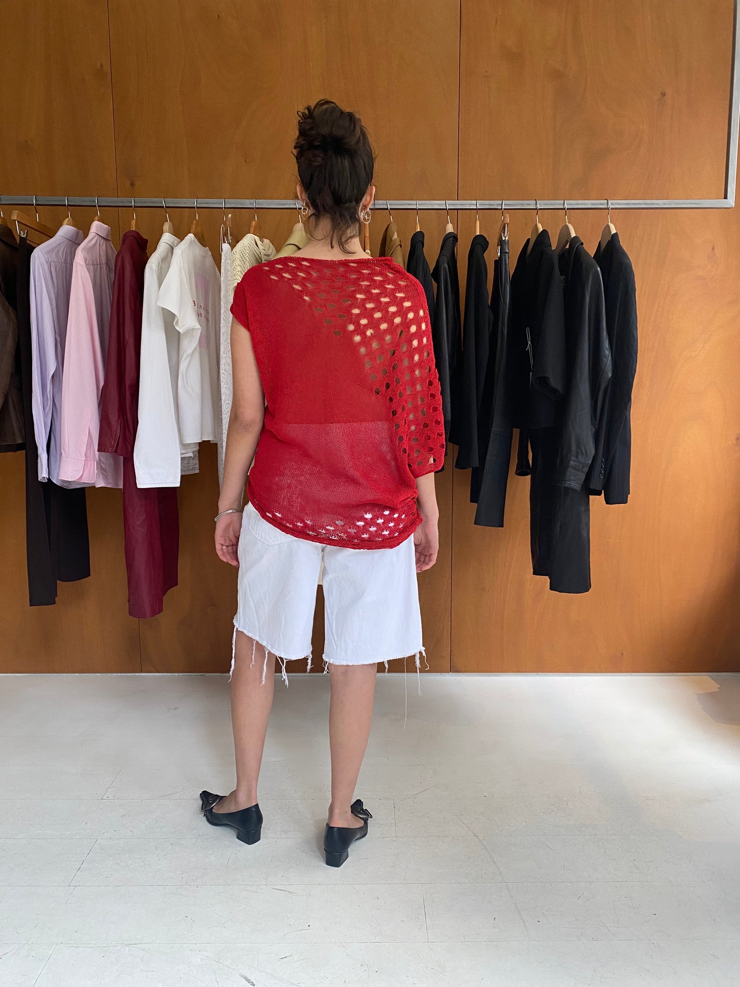 Red Asymmetrical Knitted Top