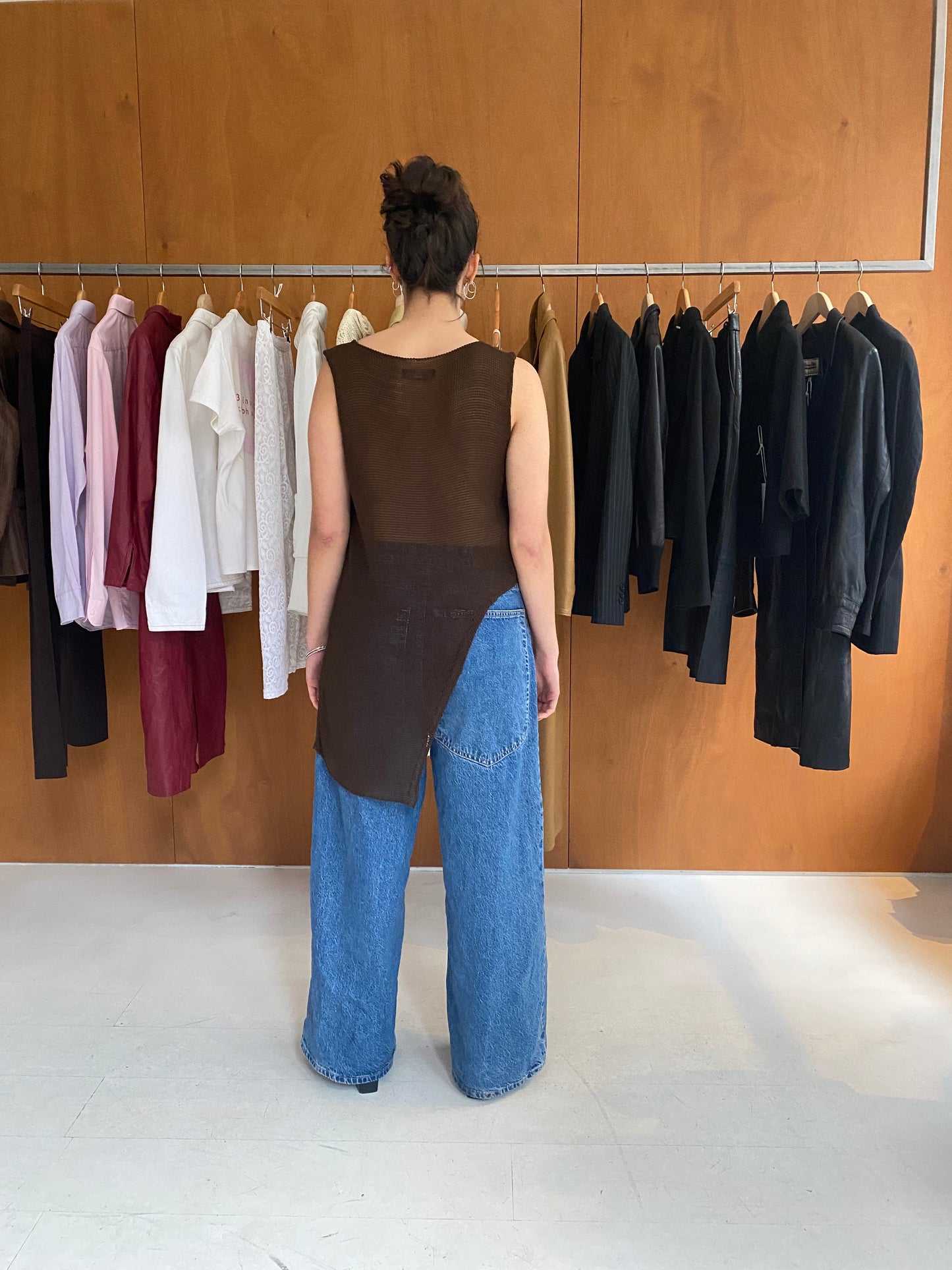 Brown Asymmetrical Knitted Top