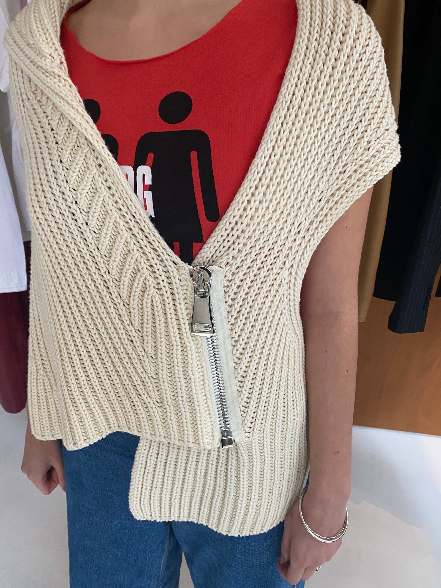 Asymmetrical Knitted Vest