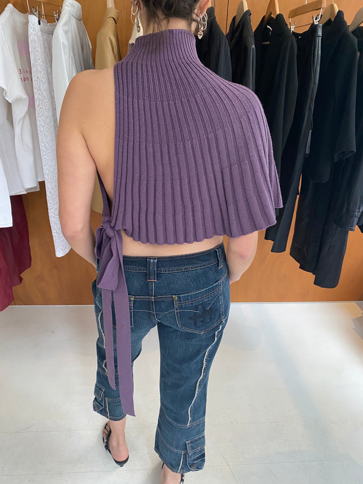 Half-Open Knitted Poncho Top