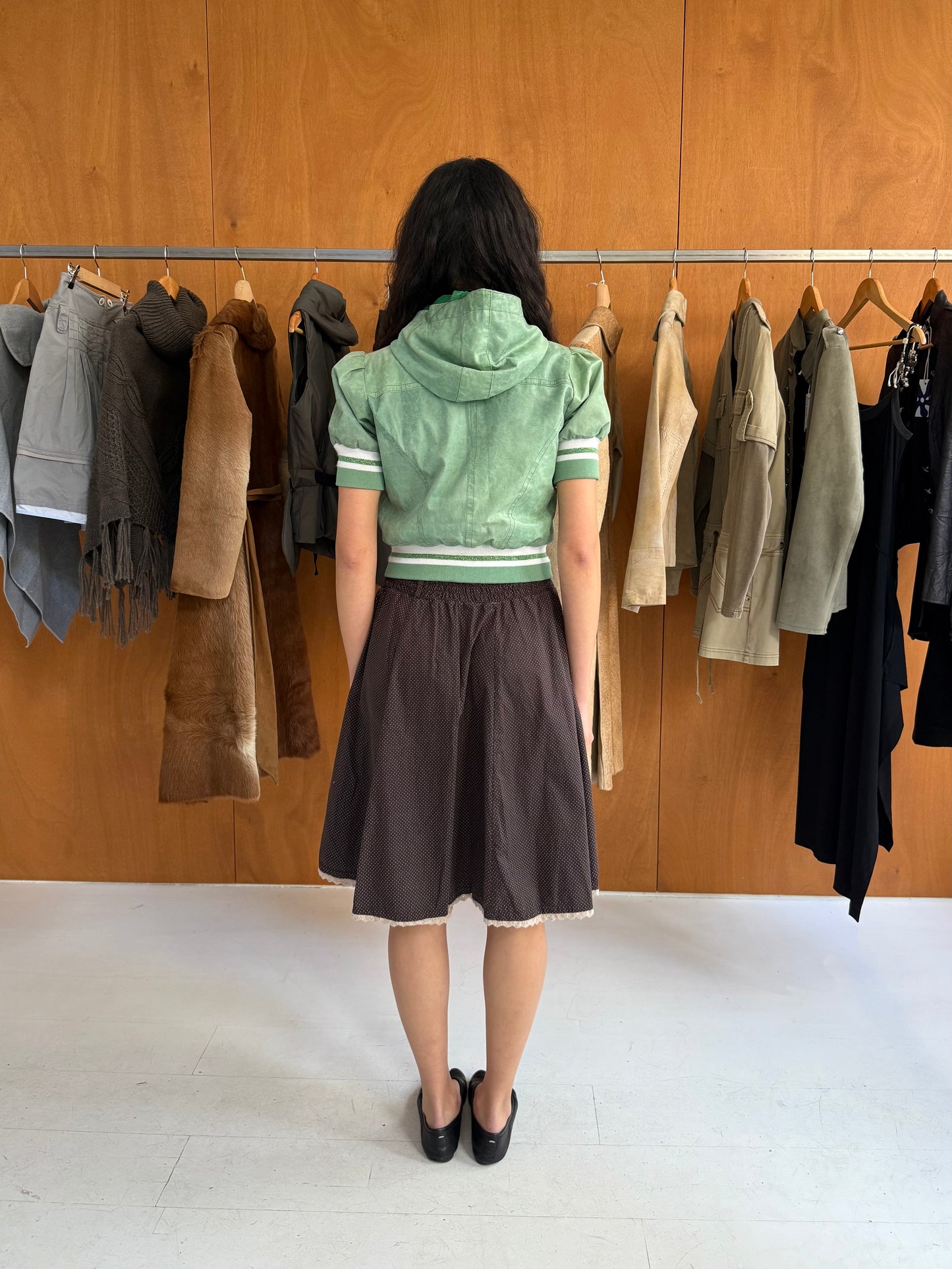 Leather Hooded Zip Top