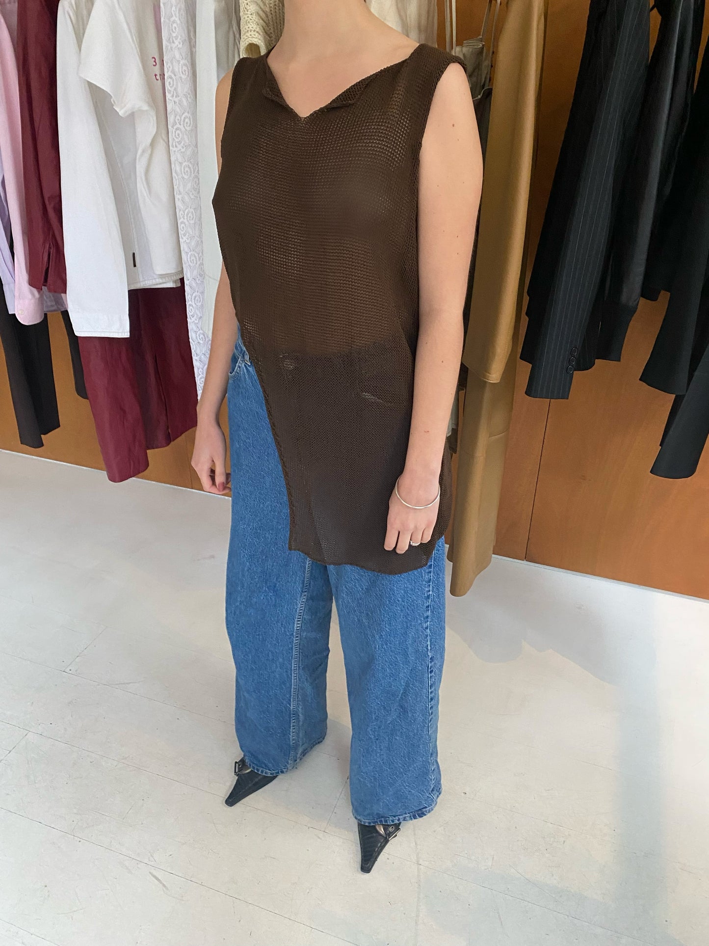 Brown Asymmetrical Knitted Top