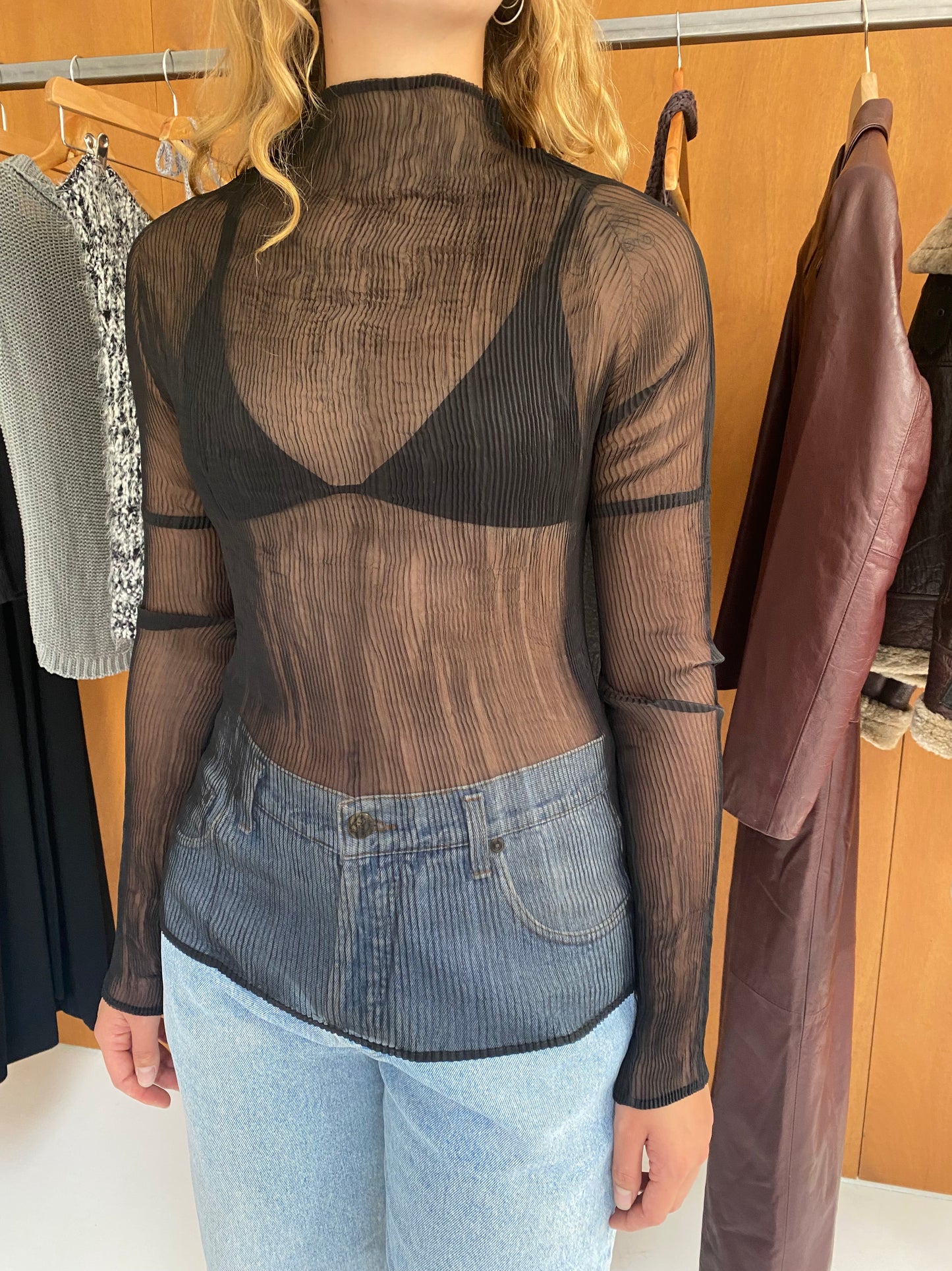 Sheer Plisse Top