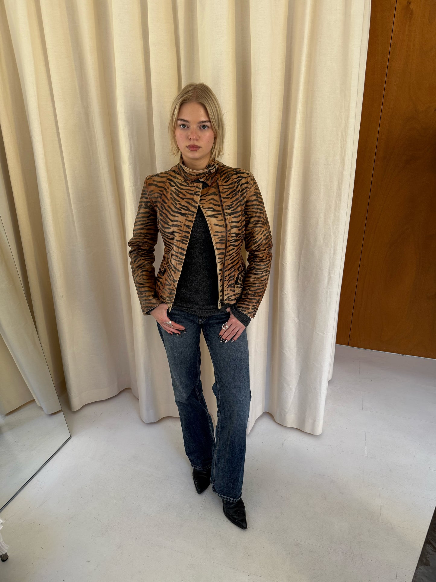 Tiger Print Leather Jacket