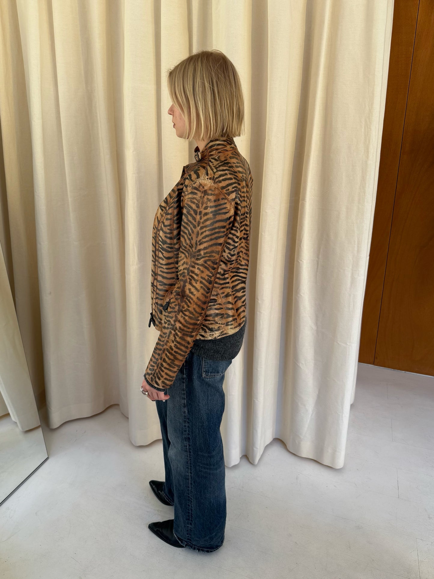 Tiger Print Leather Jacket