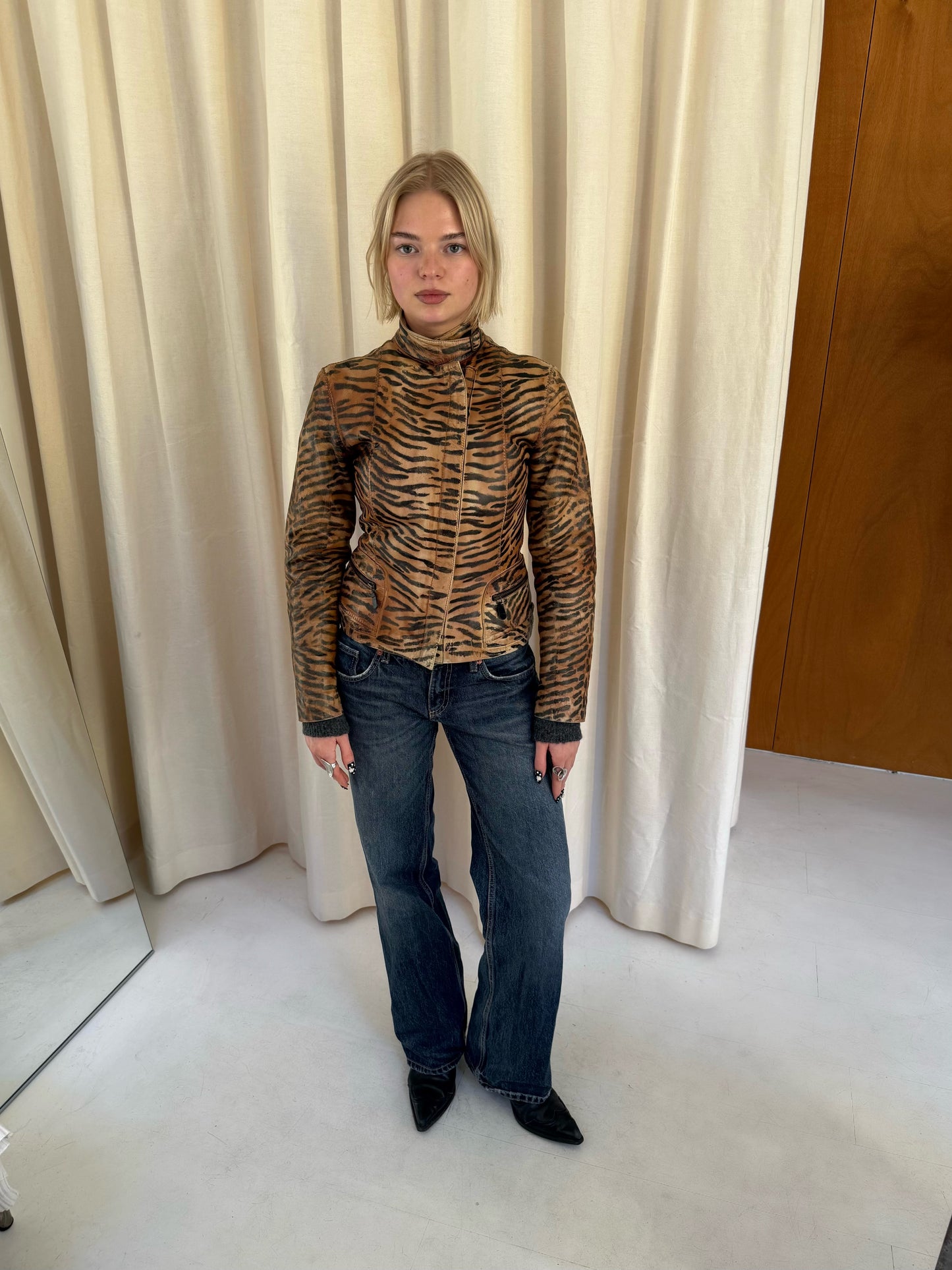 Tiger Print Leather Jacket