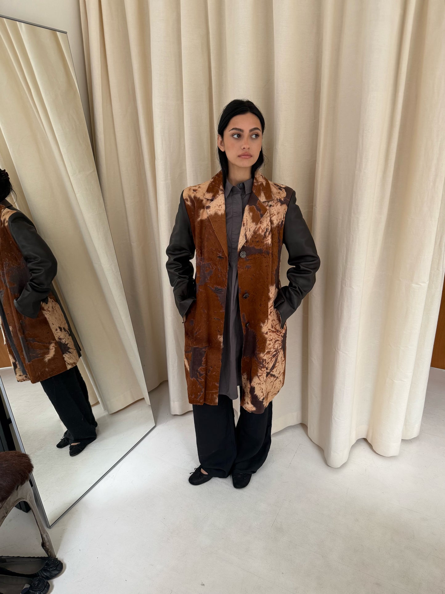 Pony Hair Leather Coat