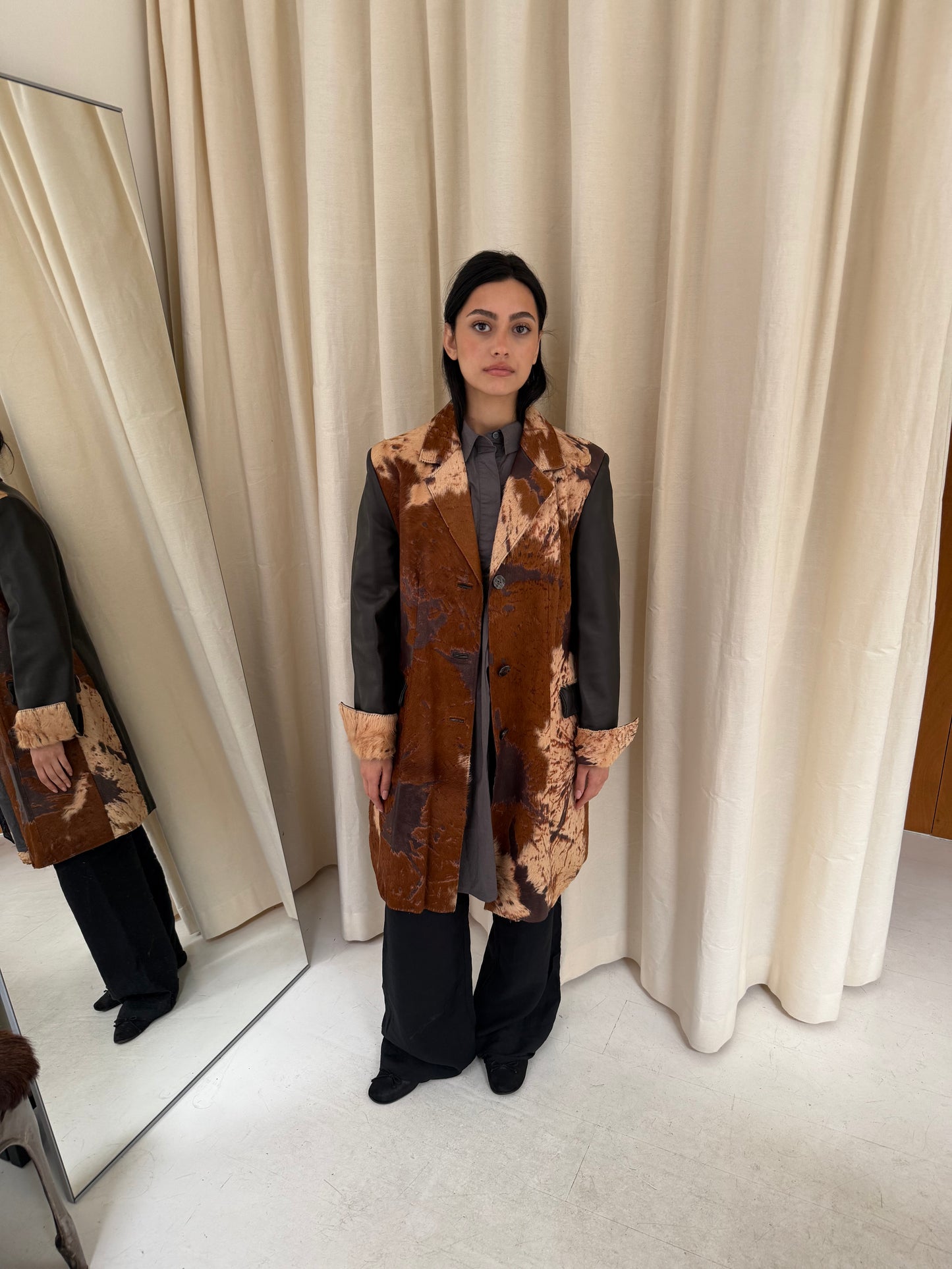 Pony Hair Leather Coat