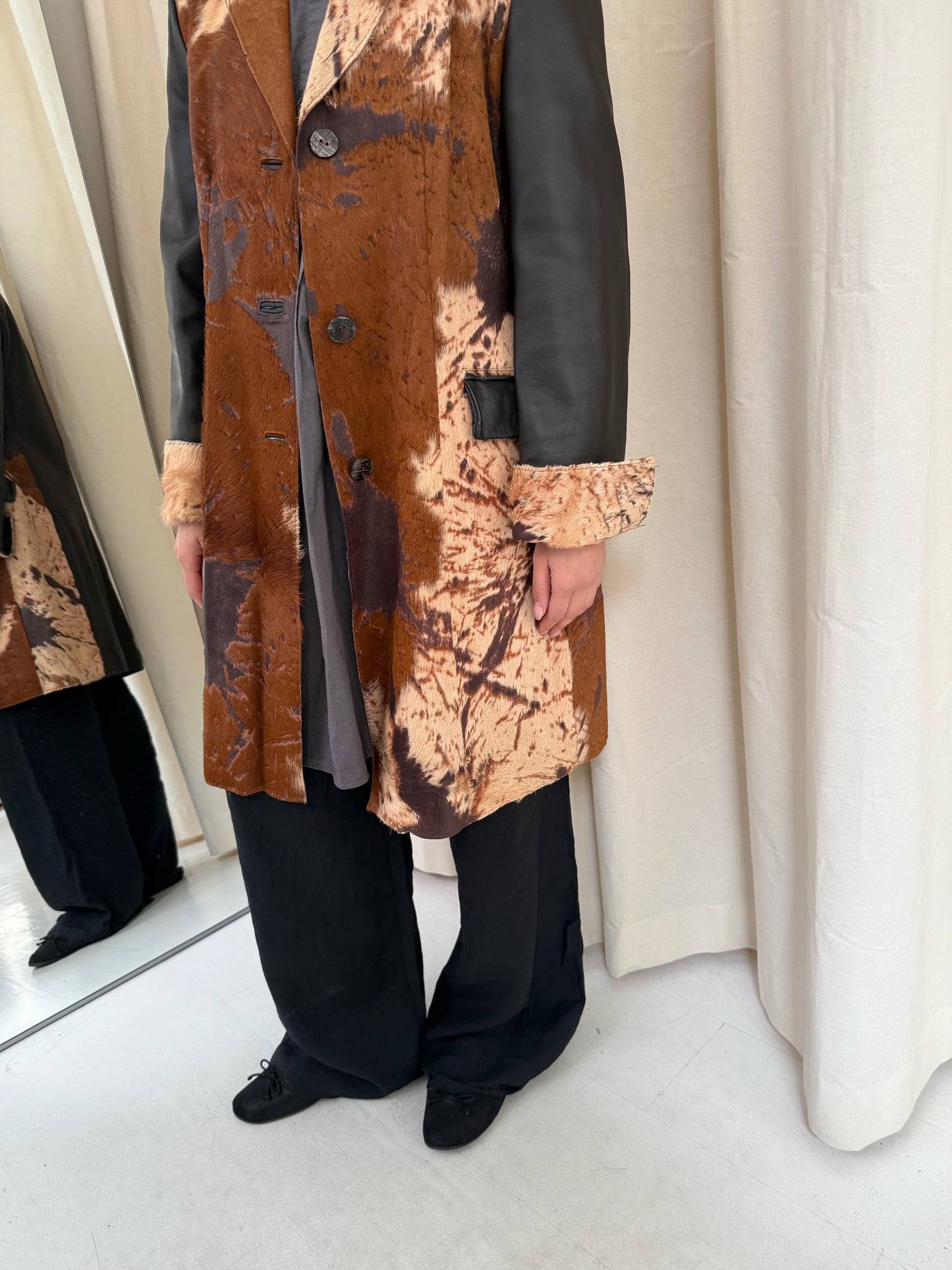 Pony Hair Leather Coat