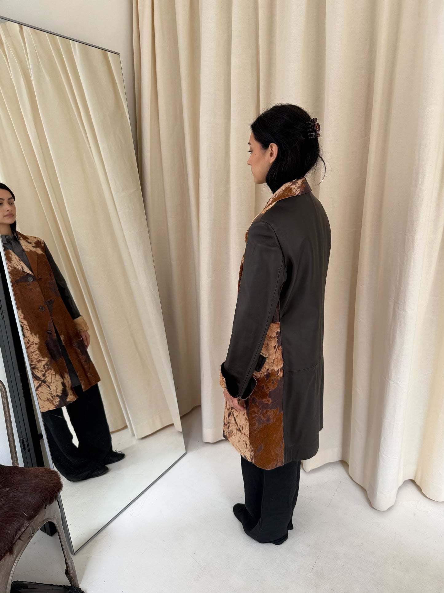 Pony Hair Leather Coat