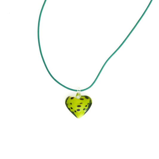 Green Dotted Heart Necklace