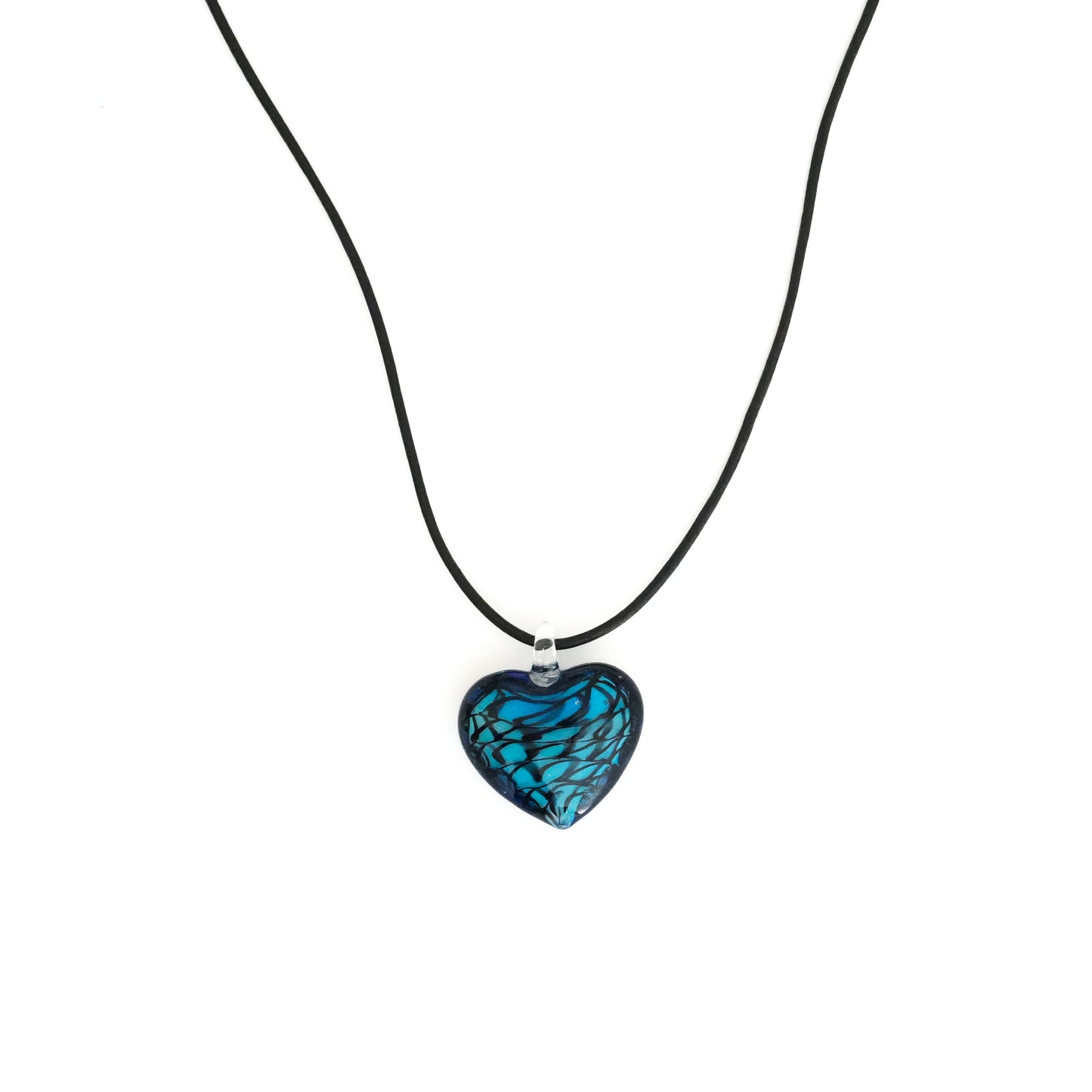 Blue Striped Heart Necklace