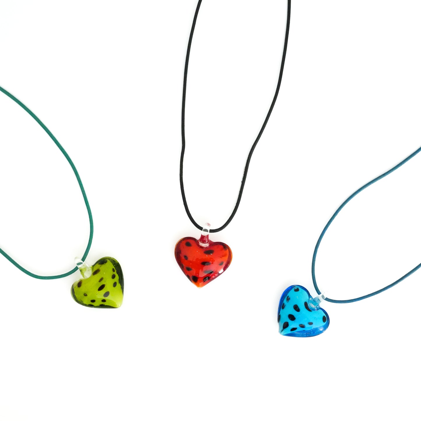 Blue Dotted Heart Necklace