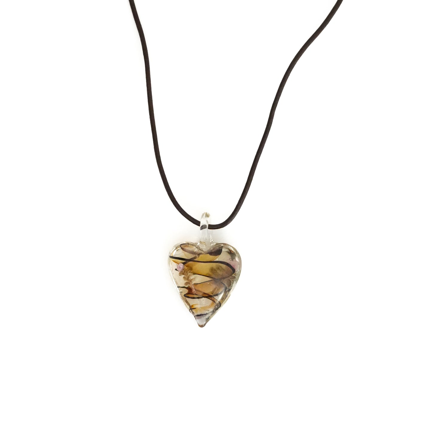 Gold Striped Heart Necklace