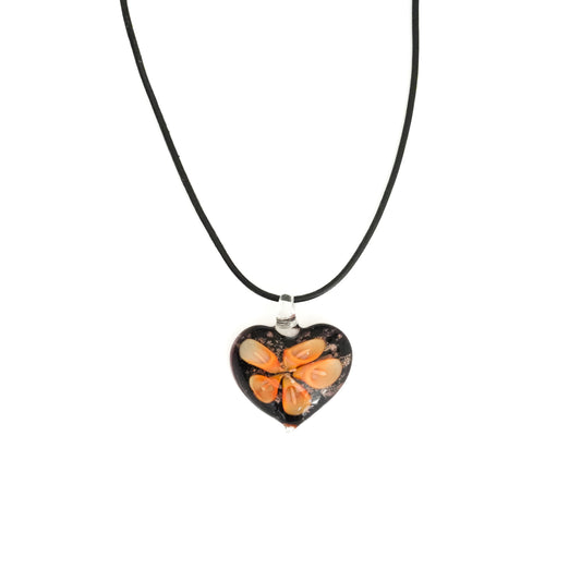 Brown/Orange Heart Necklace