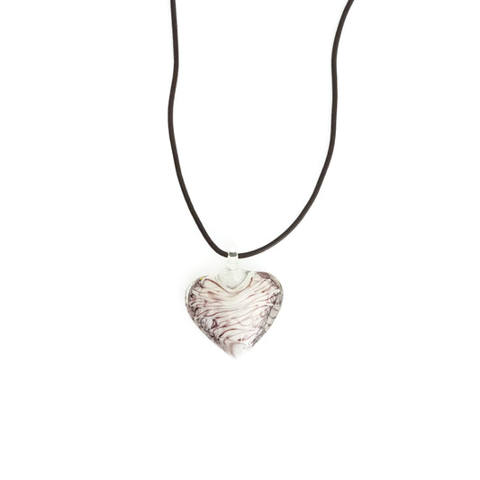 White Striped Heart Necklace
