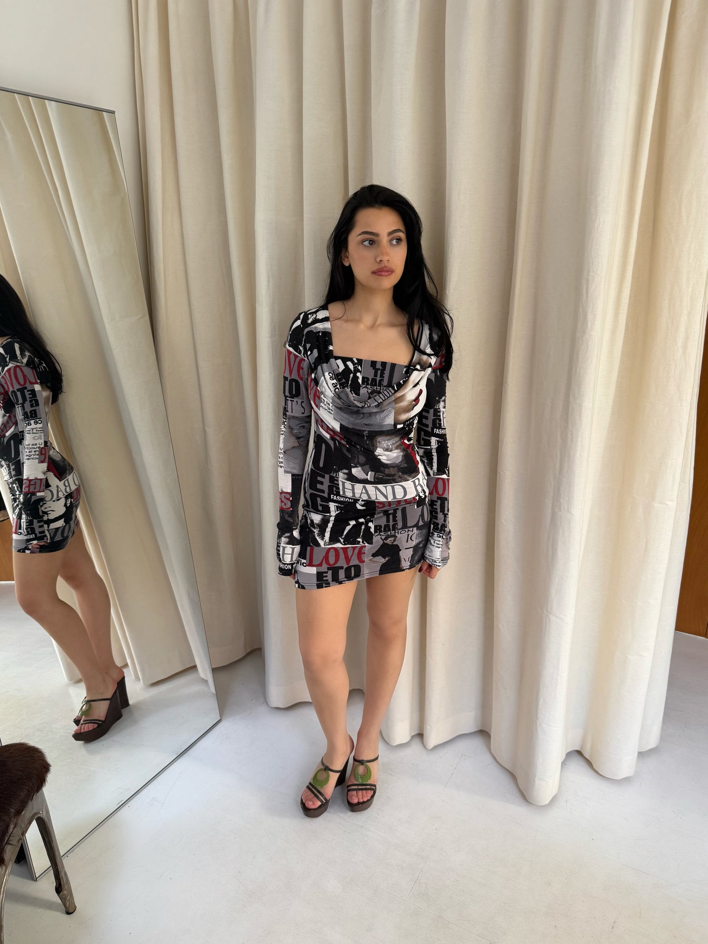 Magazine Print Dress