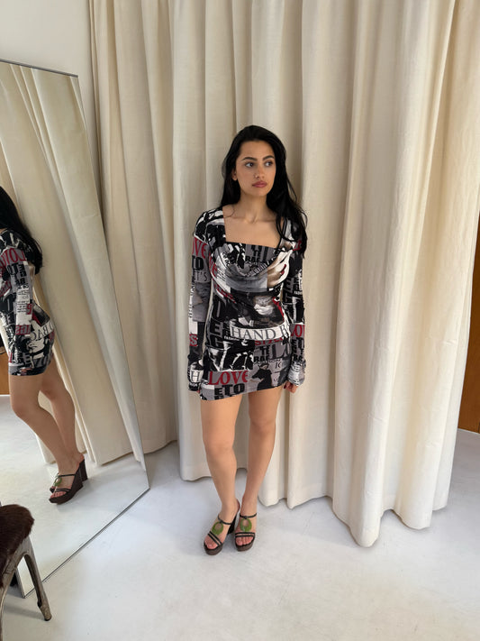 Magazine Print Dress