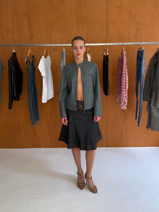 Kenzo Denim & Leather Skirt