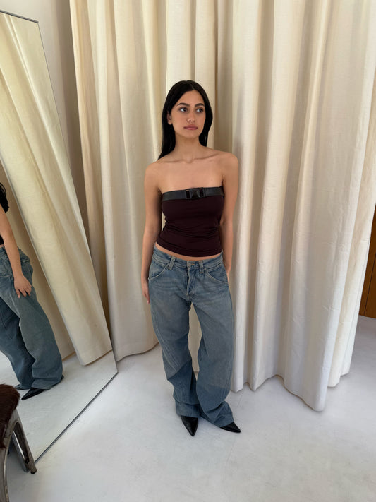 Strapless Belt Top