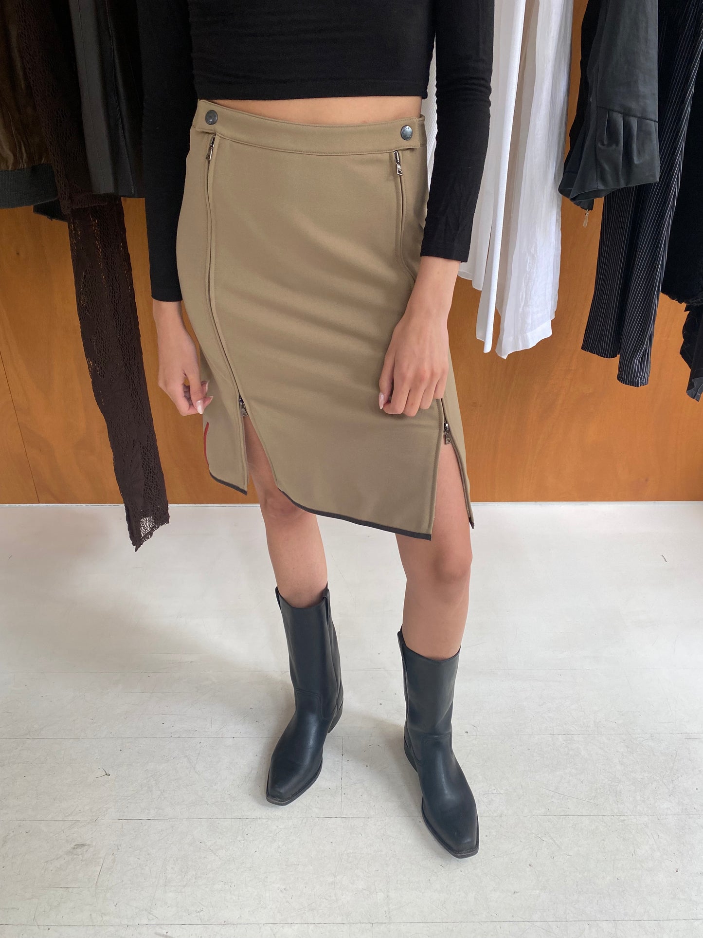 Nylon Prada Zipper Skirt