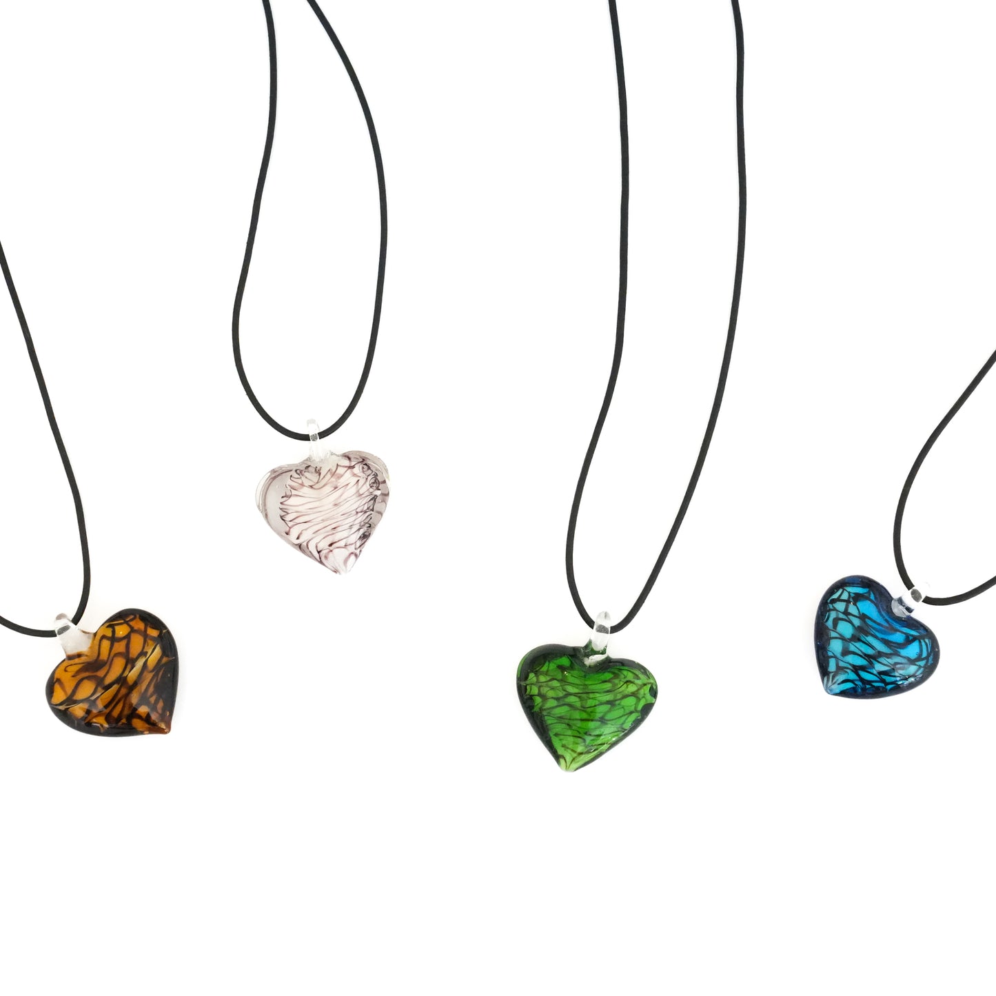 Green Striped Heart Necklace