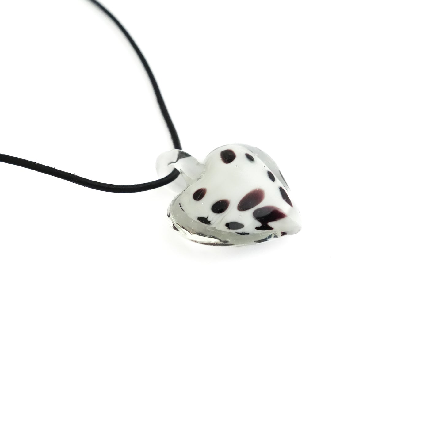 White Dotted Heart Necklace