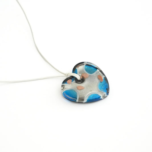 Blue/Grey Flat Heart Necklace