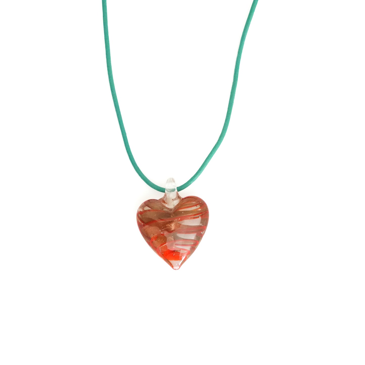 Red Striped Heart Necklace